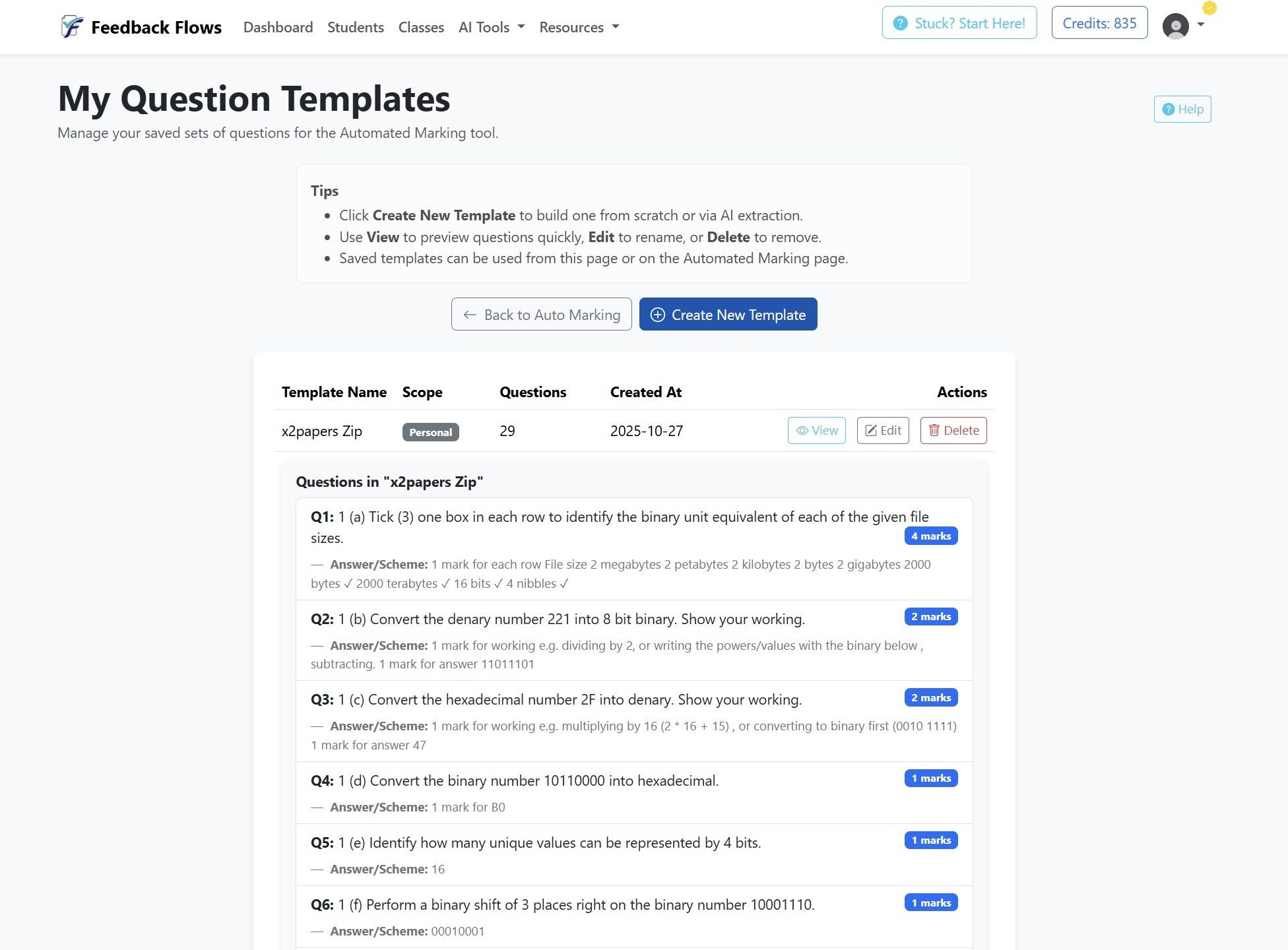 System cross-referencing a question paper and mark scheme for automated marking