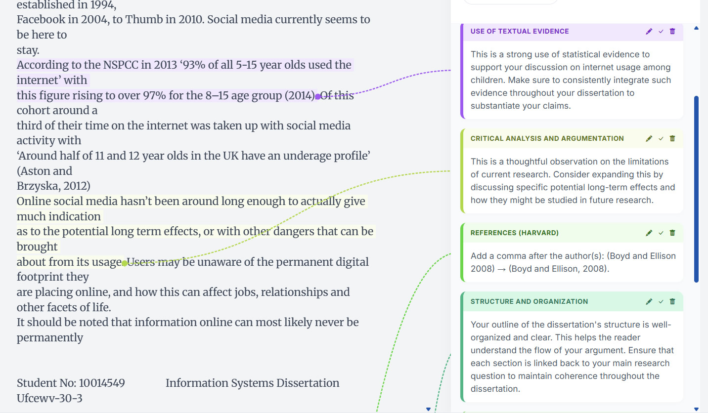 Interactive Feedback interface